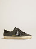 Men’s Super-Star in black Swarovski crystals with black suede star