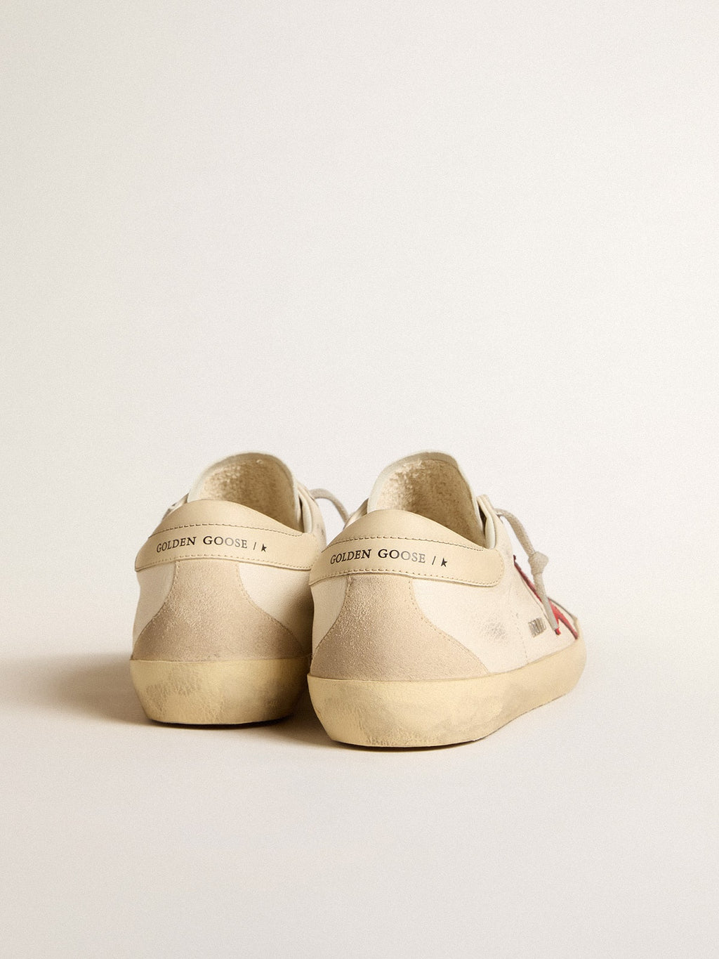 Super-Star in nappa with red star and cream leather heel tab