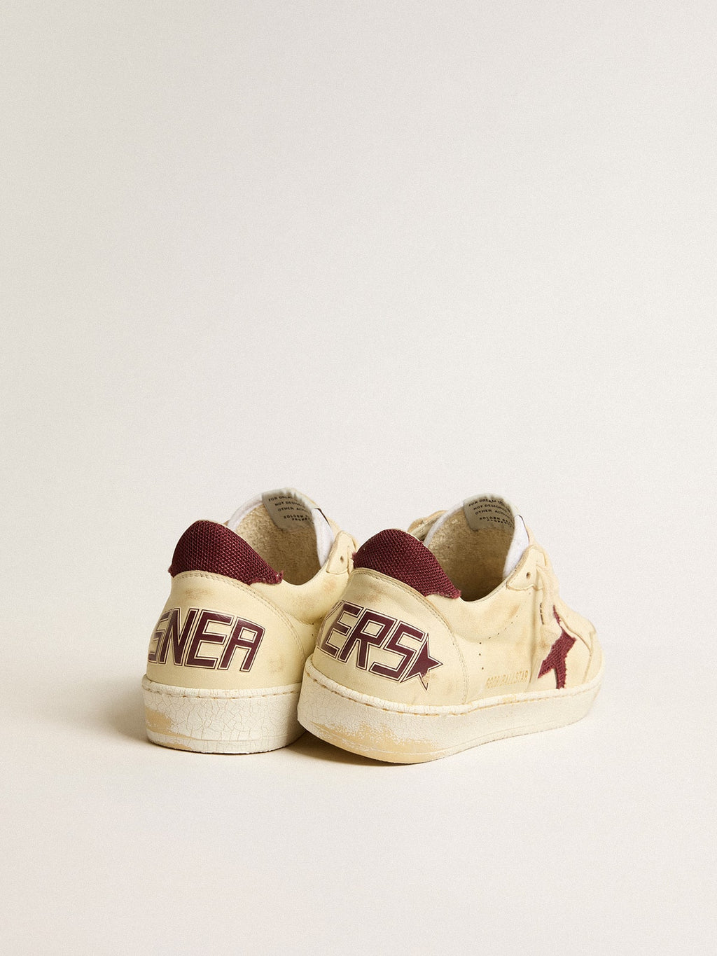 Men's Ball Star in beige nappa with burgundy mesh star and heel tab