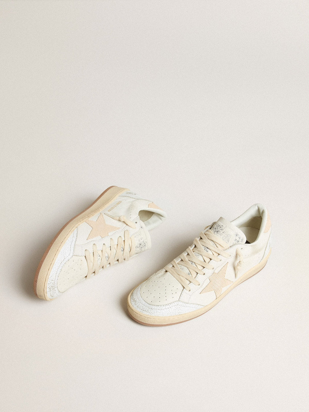 Men’s Ball Star LTD CNY in white leather with ivory star