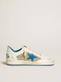 Men's Ball Star LAB in white leather with light blue leather star and white heel tab