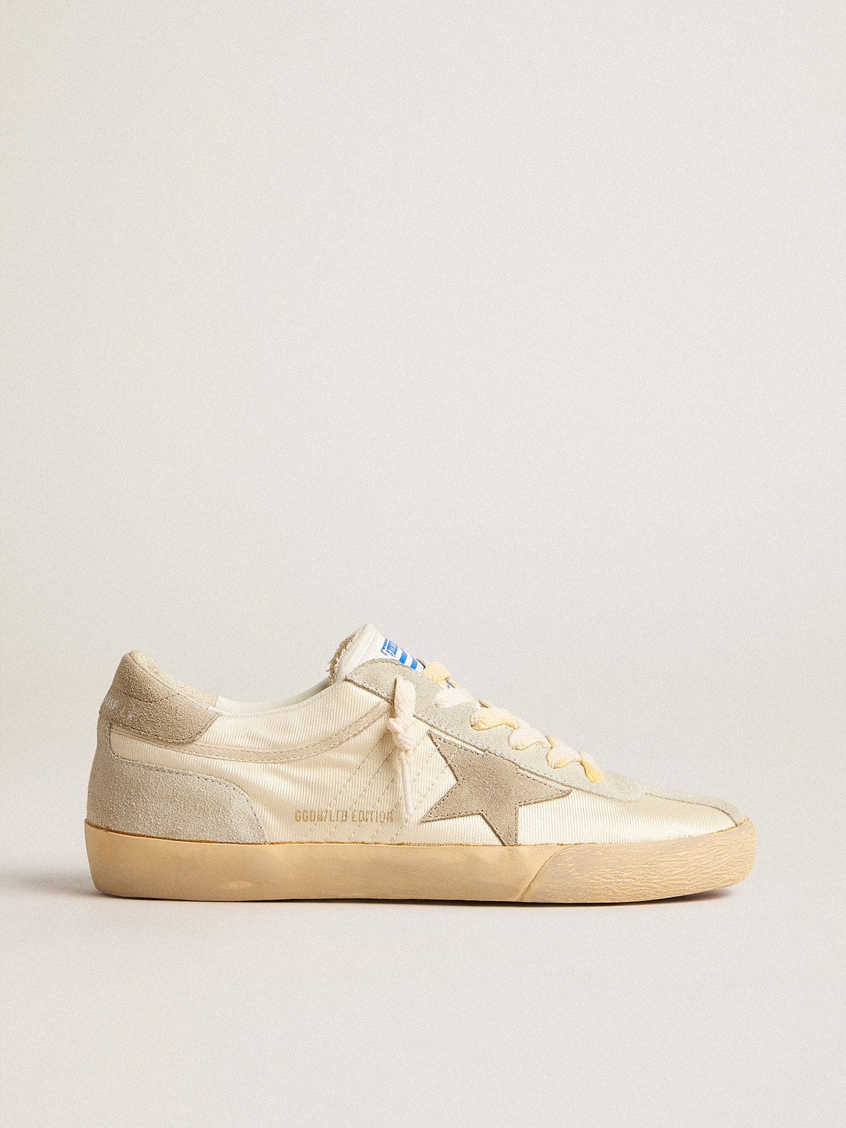 Men’s Super-Star LAB in nylon with dove-gray star and ice-gray suede inserts