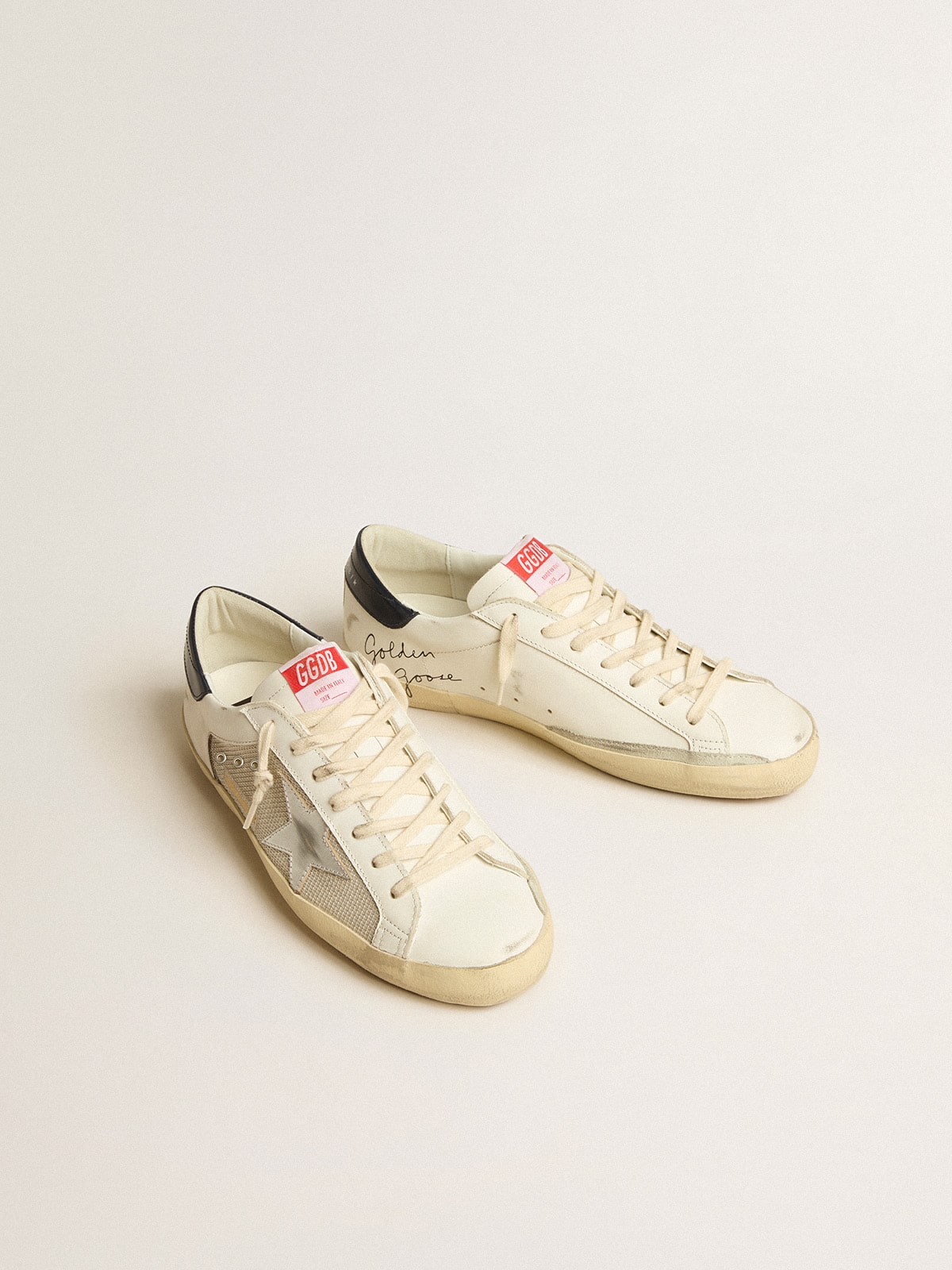 Men's Super-Star LTD in mesh and leather with silver star and blue heel tab