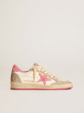 Women's Ball Star LTD in nappa with pink suede star and dove-gray inserts