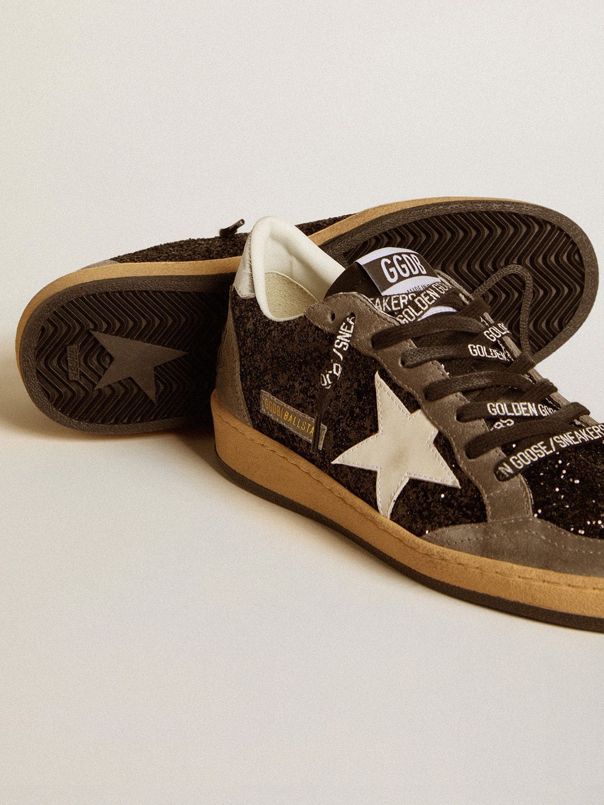 Women's Ball Star in glitter with leather star and metallic leather heel tab