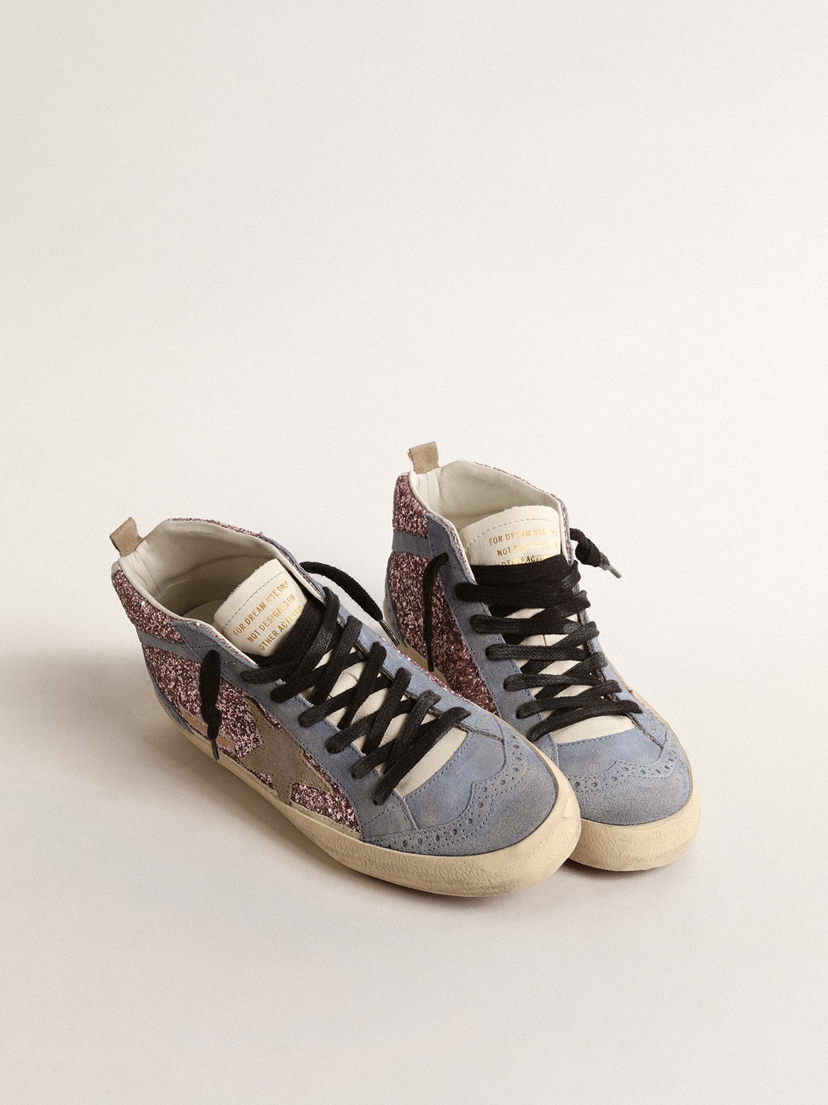 Mid Star LTD in lilac glitter with light blue suede inserts