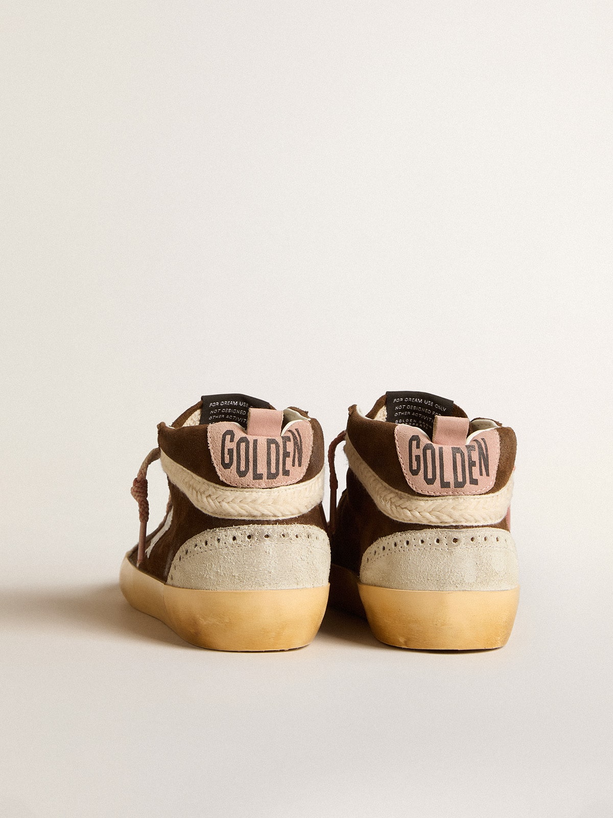 Mid Star LTD in brown suede with silver nappa leather star and cream flash