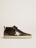 Mid Star da donna in pelle nera con stella in pelle metallizzata argento
