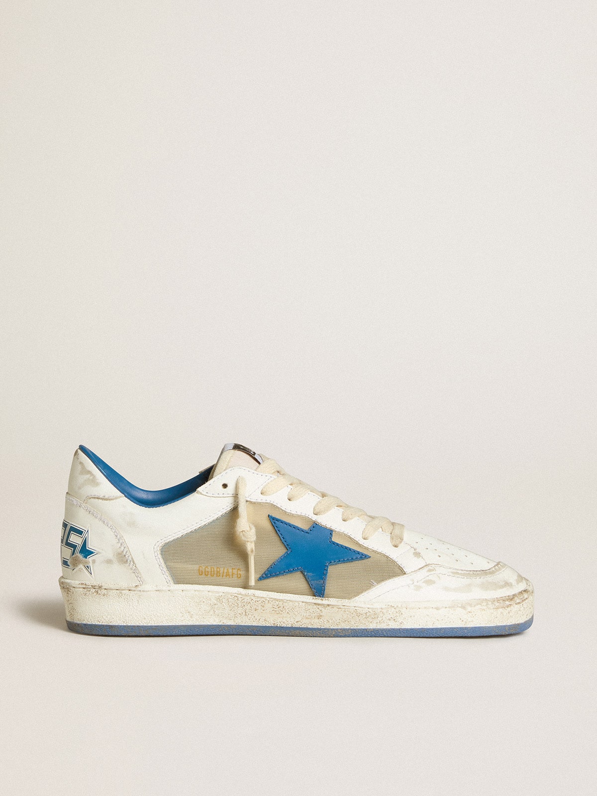 Ball Star LAB da donna in pelle bianca con stella in pelle azzurra e linguetta bianca sul tallone