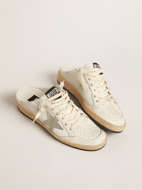 Sabot Ball Star in nappa con stella in suede grigio ghiaccio