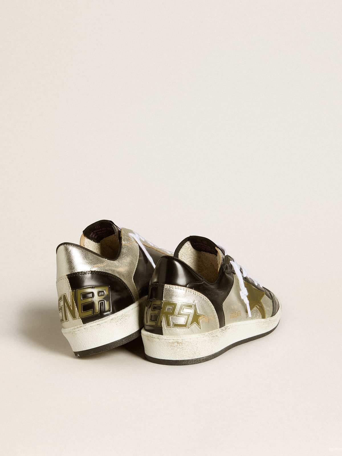 Ball Star LAB da donna in pelle argentata con stella in pelle marrone e linguetta nera sul tallone