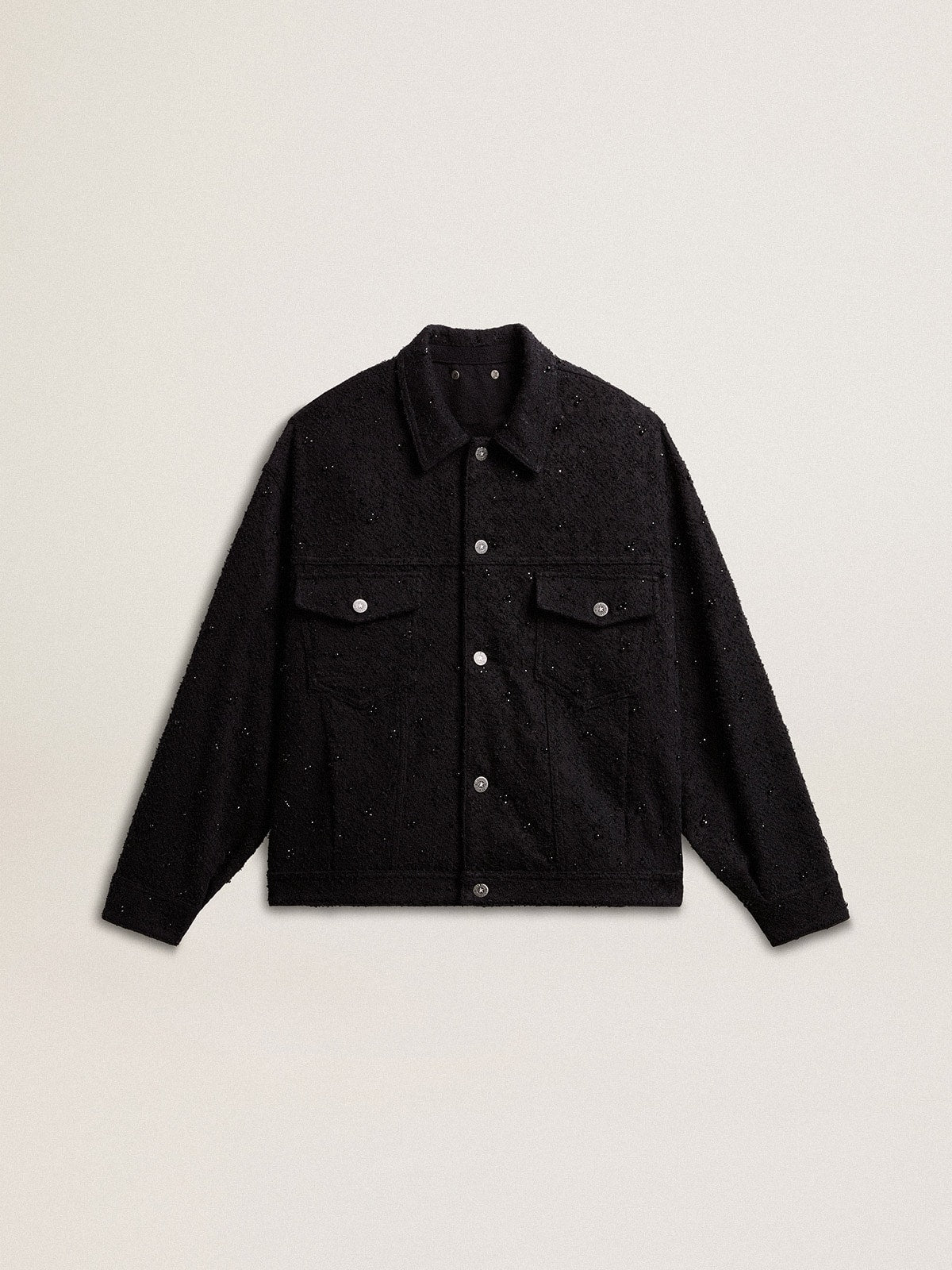 Women’s black denim jacket with embroidery